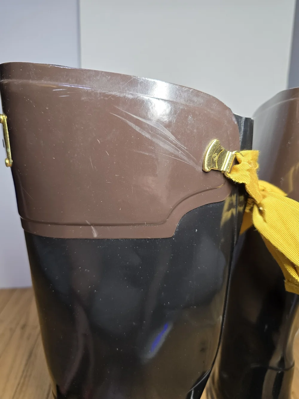 Joules Cottagecore Tall Rain Boots Black Brown Waterproof